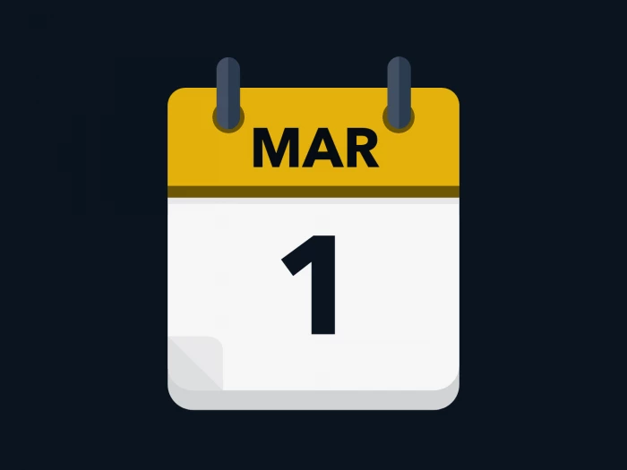 Calendar icon showing 1st March