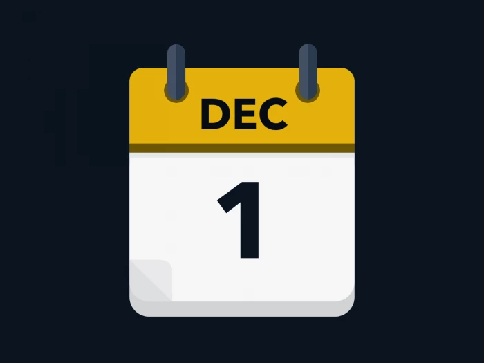 Calendar icon showing 1st December