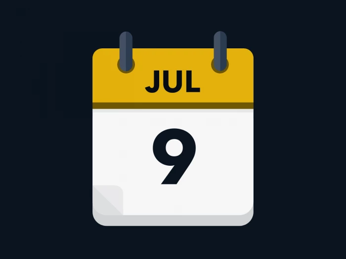 Calendar icon showing 9th July