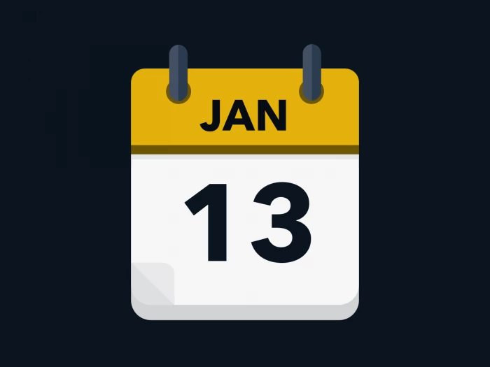 Calendar icon showing 13th January