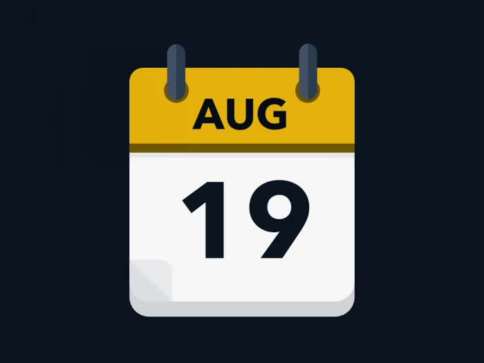 Calendar icon showing 19th August