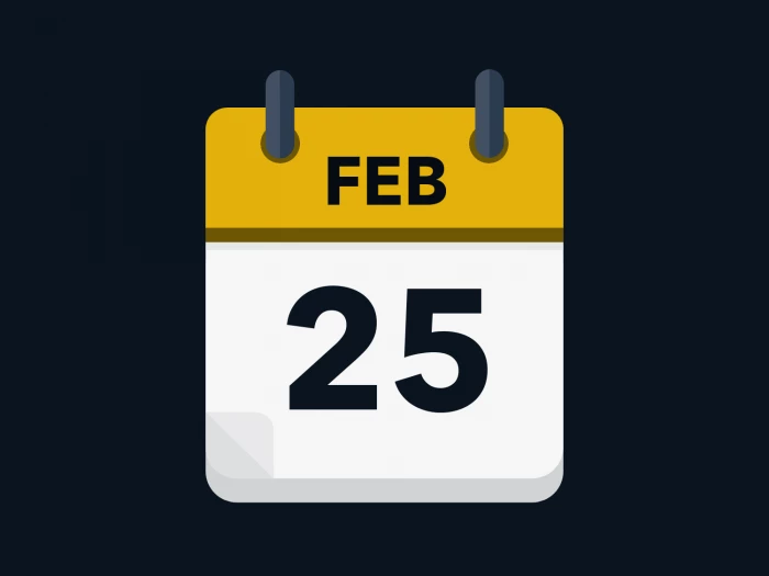 Calendar icon showing 25th February