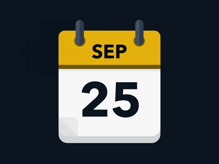 Calendar icon showing 25th September